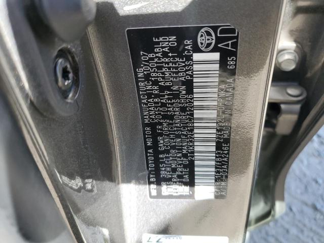 2T1KR32E18C712026 - 2008 TOYOTA COROLLA MA XR GRAY photo 12