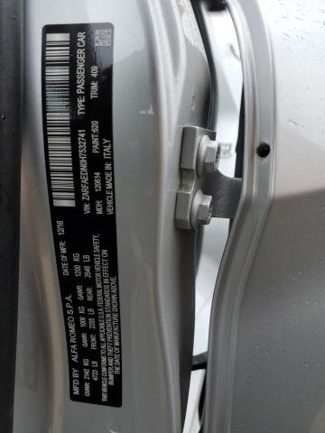 ZARFAEDN0H7532741 - 2017 ALFA ROMEO GIULIA Q4 SILVER photo 12