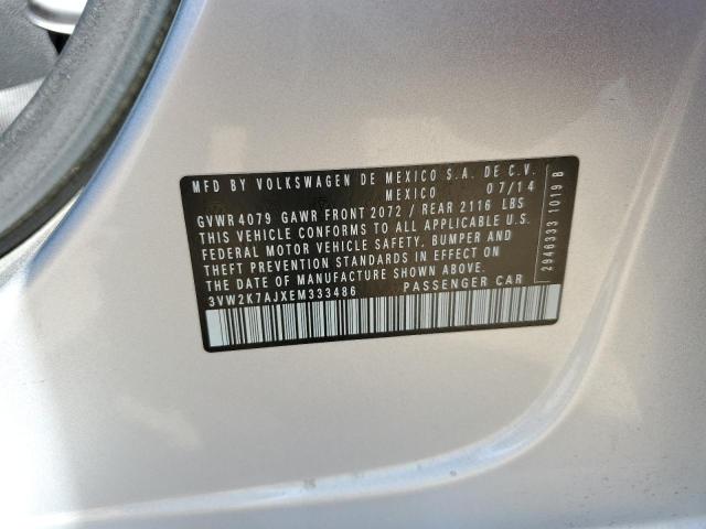 3VW2K7AJXEM333486 - 2014 VOLKSWAGEN JETTA BASE 银色 照片 13