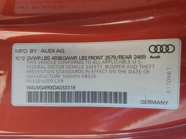 WAUVGAFRXDA032318 - 2013 AUDI S5 PRESTIGE ORANGE photo 13