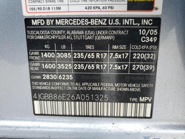 4JGBB86E26A051325 - 2006 MERCEDES-BENZ ML 350 BLUE photo 13