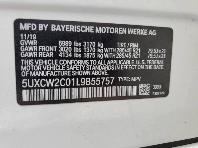 5UXCW2C01L9B55757 - 2020 BMW X7 XDRIVE40I WHITE photo 13