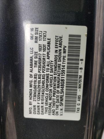 5FNRL5H48GB115914 - 2016 HONDA ODYSSEY EX GRAY photo 13