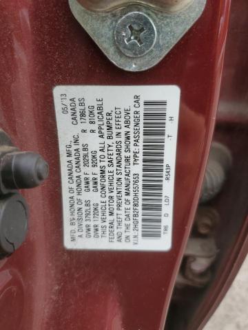 2HGFB2F80DH557653 - 2013 HONDA CIVIC EX MAROON photo 13