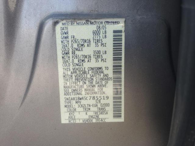 5N1AR18W45C785519 - 2005 NISSAN PATHFINDER LE ბეჟი ფოტო 13