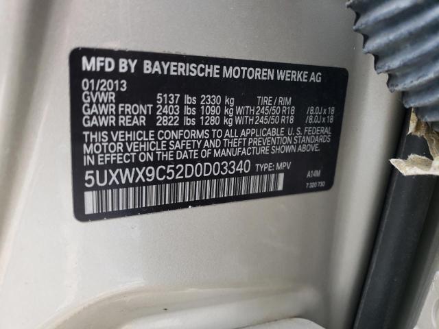 5UXWX9C52D0D03340 - 2013 BMW X3 XDRIVE28I CREAM photo 13