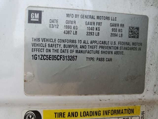 1G1ZC5E05CF313267 - 2012 CHEVROLET MALIBU 1LT 白色 照片 13