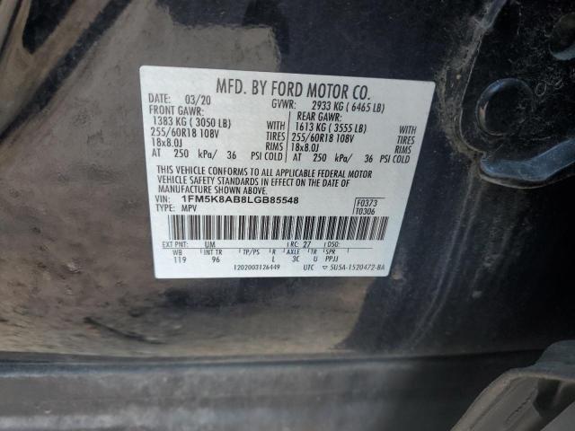 1FM5K8AB8LGB85548 - 2020 FORD EXPLORER POLICE INTERCEPTOR 双色 照片 12