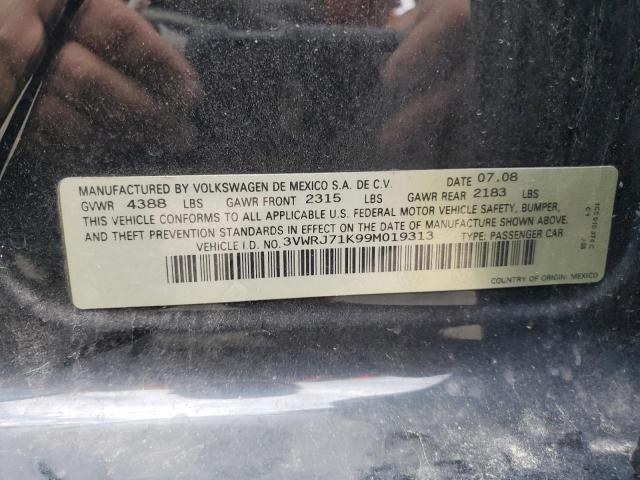 3VWRJ71K99M019313 - 2009 VOLKSWAGEN JETTA WOLFSBURG 黑色 照片 12