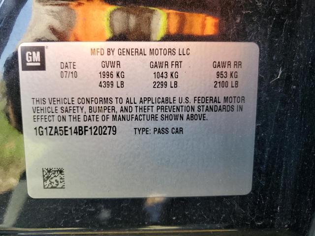 1G1ZA5E14BF120279 - 2011 CHEVROLET MALIBU LS BLACK photo 12