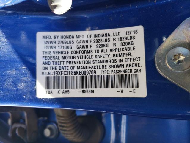 19XFC2F86KE009709 - 2019 HONDA CIVIC SPORT 蓝色 照片 12