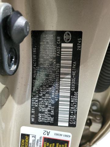 4T1BK3DB6BU375799 - 2011 TOYOTA AVALON BASE 金色 照片 12