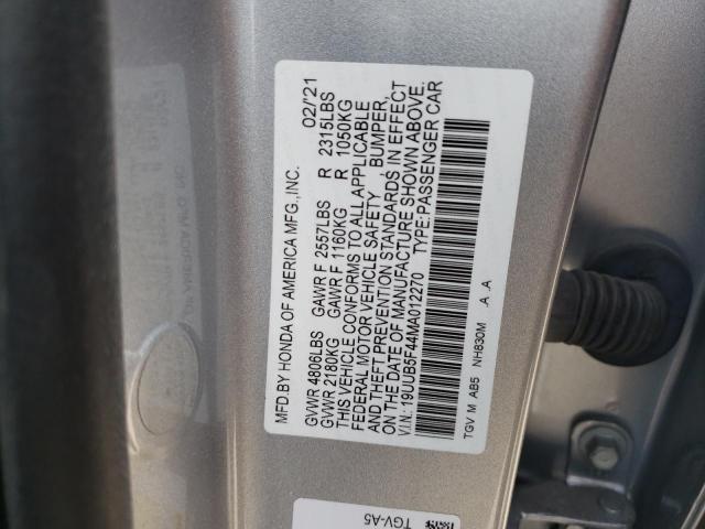 19UUB5F44MA012270 - 2021 ACURA TLX TECHNOLOGY 银色 照片 12