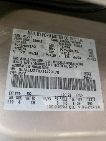 5LMEU27RX1LJ20178 - 2001 LINCOLN NAVIGATOR 米色 照片 12