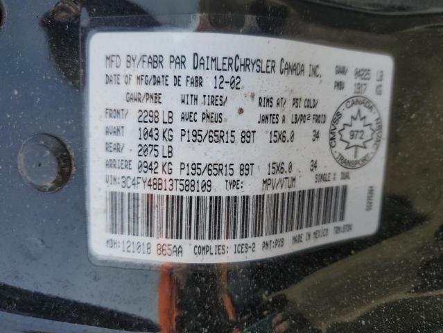 3C4FY48B13T588109 - 2003 CHRYSLER PT CRUISER CLASSIC 黑色 照片 12