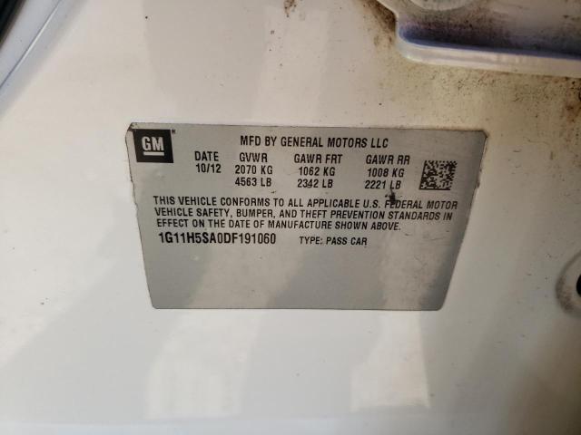 1G11H5SA0DF191060 - 2013 CHEVROLET MALIBU LTZ თეთრი ფოტო 12