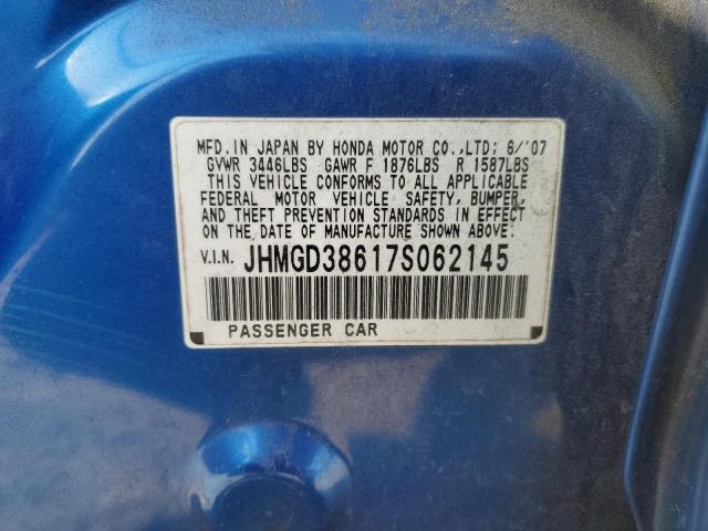 JHMGD38617S062145 - 2007 HONDA FIT S 蓝色 照片 12