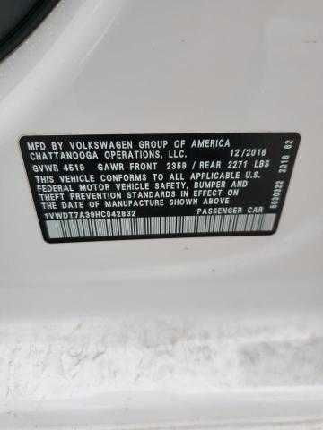 1VWDT7A39HC042832 - 2017 VOLKSWAGEN PASSAT R-LINE Weiß Foto 12