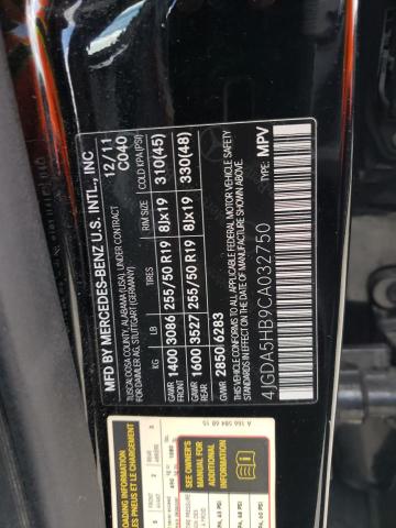 4JGDA5HB9CA032750 - 2012 MERCEDES-BENZ ML 350 4MATIC BLACK photo 13