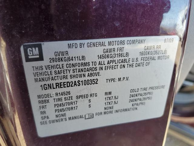 1GNLREED2AS100352 - 2010 CHEVROLET TRAVERSE LS PURPLE photo 13