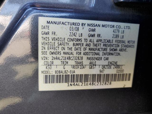 1N4AL21E48C232828 - 2008 NISSAN ALTIMA 2.5 GRAY photo 12