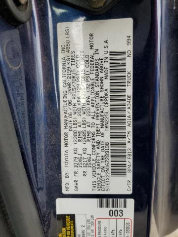 5TETX22N16Z289198 - 2006 TOYOTA TACOMA ACCESS CAB Көк фото 12