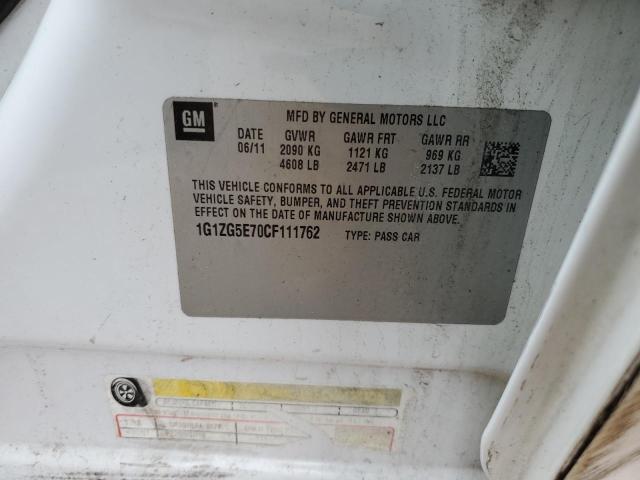 1G1ZG5E70CF111762 - 2012 CHEVROLET MALIBU LTZ თეთრი ფოტო 12