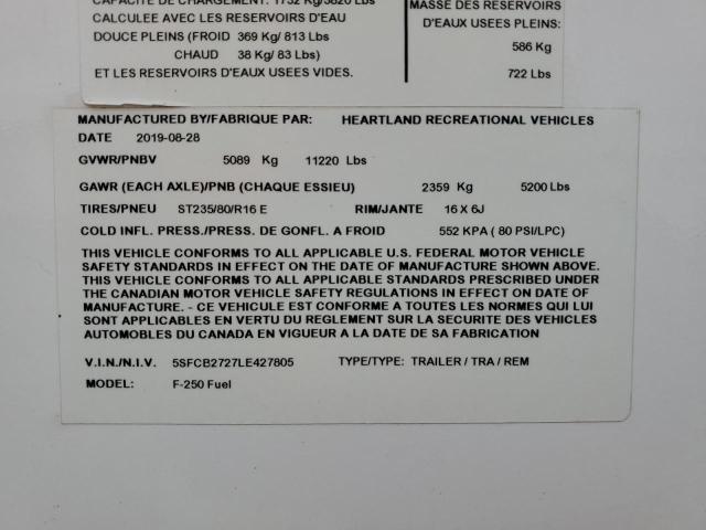 5SFCB2727LE427805 - 2020 HEARTLAND GATEWAY 白色 照片 10