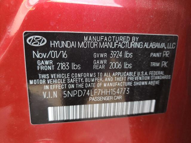 5NPD74LF7HH154773 - 2017 HYUNDAI ELANTRA SE RED photo 13