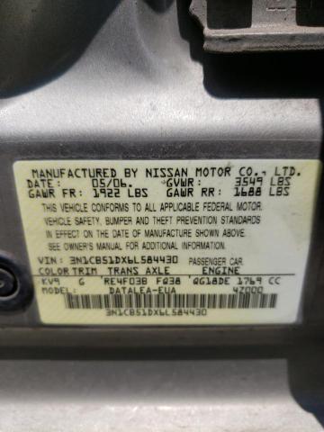 3N1CB51DX6L584430 - 2006 NISSAN SENTRA 1.8 CREAM photo 12