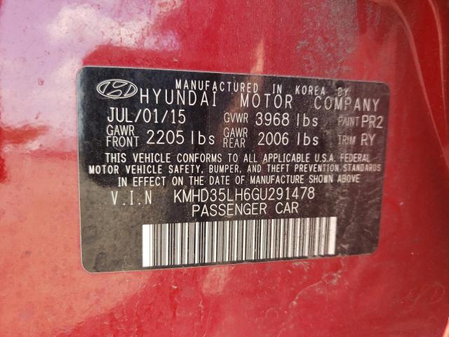 KMHD35LH6GU291478 - 2016 HYUNDAI ELANTRA GT RED photo 10