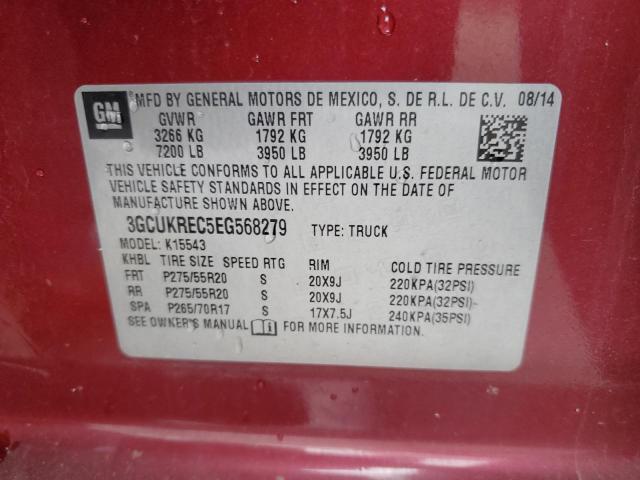 3GCUKREC5EG568279 - 2014 CHEVROLET SILVERADO K1500 LT MAROON photo 12