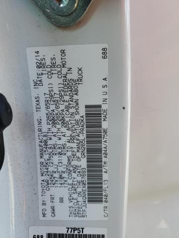 5TFJU4GNXEX057693 - 2014 TOYOTA TACOMA DOUBLE CAB PRERUNNER WHITE photo 12