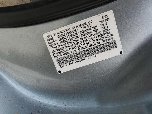 5FNRL38745B112102 - 2005 HONDA ODYSSEY EXL BLUE photo 13