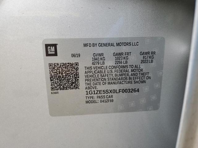 1G1ZE5SX0LF003264 - 2020 CHEVROLET MALIBU PREMIER SILVER photo 12