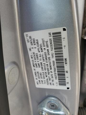 1HGCP2F7XAA175569 - 2010 HONDA ACCORD EX SILVER photo 12