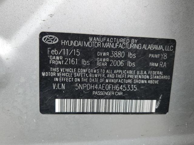 5NPDH4AE0FH645335 - 2015 HYUNDAI ELANTRA SE SILVER photo 12