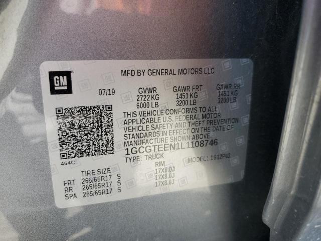 1GCGTEEN1L1108746 - 2020 CHEVROLET COLORADO ZR2 GRAY photo 12