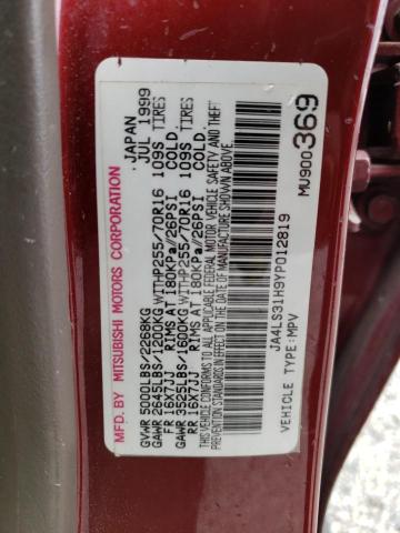 JA4LS31H9YP012819 - 2000 MITSUBISHI MONTERO SPORT LS BURGUNDY photo 13