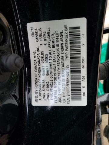2HGFC2F87KH561595 - 2019 HONDA CIVIC SPORT 黑色 照片 13