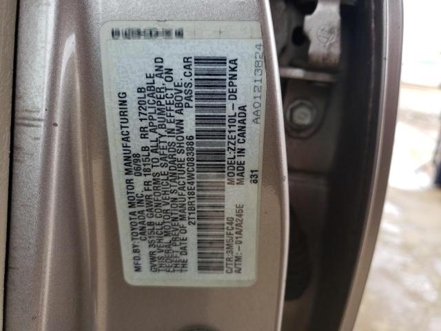 2T1BR18E4WC083886 - 1998 TOYOTA COROLLA VE SILVER photo 12