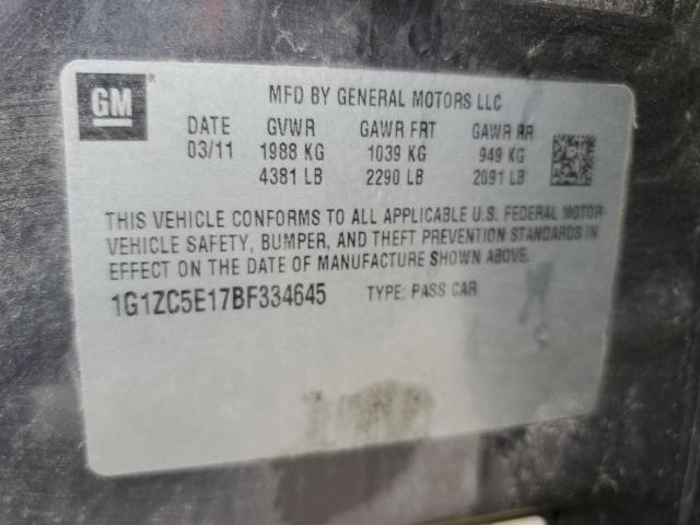 1G1ZC5E17BF334645 - 2011 CHEVROLET MALIBU 1LT 灰色 照片 12