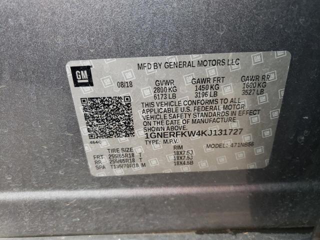 1GNERFKW4KJ131727 - 2019 CHEVROLET TRAVERSE LS SILVER photo 12