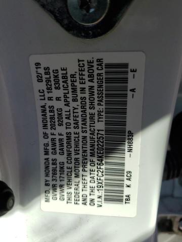 19XFC2F64KE022571 - 2019 HONDA CIVIC LX Ağ foto 13