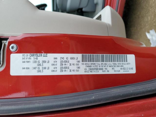 1D8HN54P68B180000 - 2008 DODGE GRAND CARA SXT RED photo 13