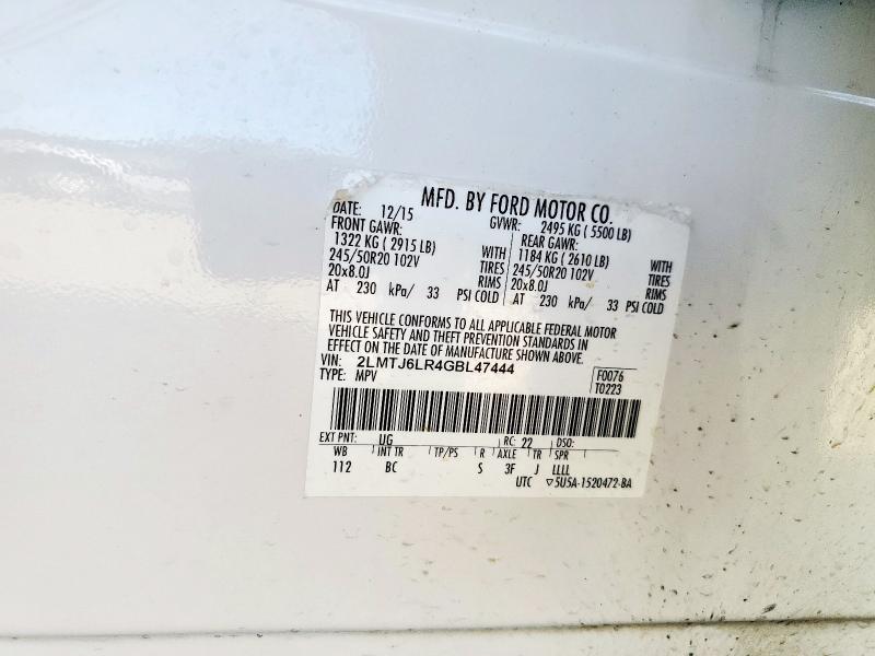 2LMTJ6LR4GBL47444 - 2016 LINCOLN MKX RESERVE 白色 照片 14