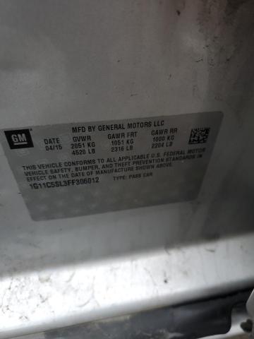 1G11C5SL3FF306012 - 2015 CHEVROLET MALIBU 1LT 银色 照片 12
