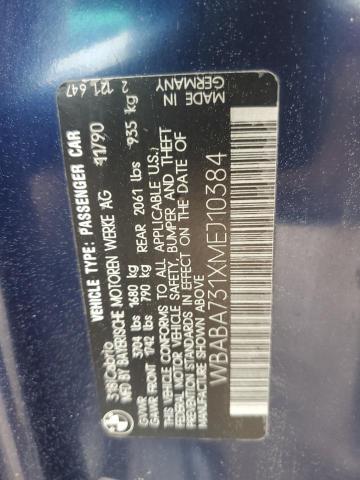 WBABA731XMEJ10384 - 1991 BMW 318 I BLUE photo 12