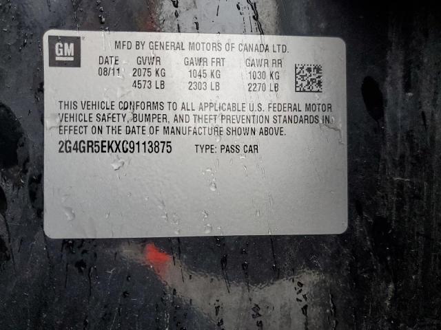 2G4GR5EKXC9113875 - 2012 BUICK REGAL 黑色 照片 12