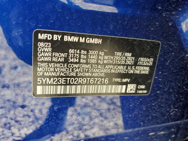 5YM23ET02R9T67216 - 2024 BMW X6 M COMPETITION BLUE photo 13